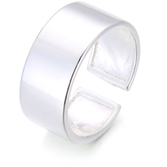 Simple wide sterling silver cuff ring, adjustable - Picture 5 of 5